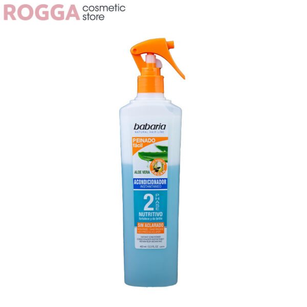 اسپری دوفاز ضدوز آلوئه ورا و آرگان (آبی)باباریا 400 میلBABARIA 2PHASE Peinado Facil ALOE VERA ARGAN CONDITIONER 400ml (2) اسپری دوفاز ضدوز آلوئه ورا و آرگان (آبی)باباریا 400میلBabaria