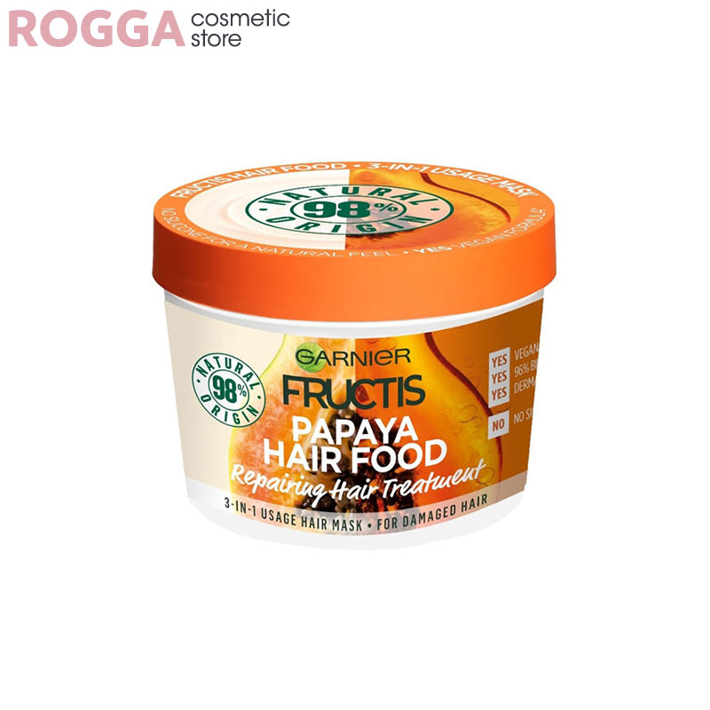 ماسک-ترمیم-کننده-مو-گارنیه-سری-Hair-Food-مدل-3in1-حجم-390-میلی-لیتر ماسک ترمیم کننده مو پاپایا گارنیه سری Hair Food حجم 390 میلی لیتر